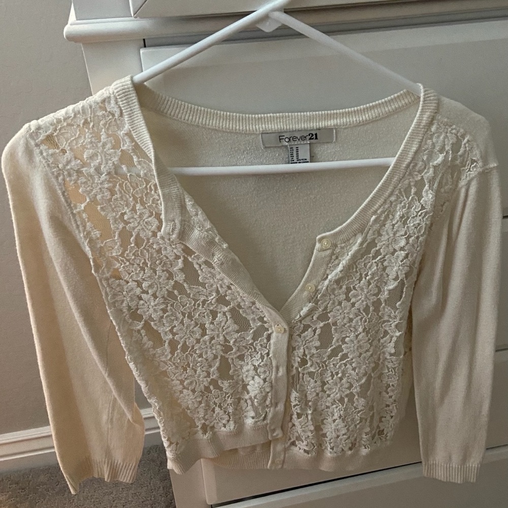 Forever 21 Cream Cardigan